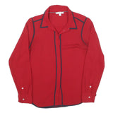 TOMMY HILFIGER Womens Red & Navy Shirt M Button Front Contrast Trim Workwear