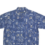 CENTRE LINE Mens Blue Abstract Print Shirt XL Casual Cotton Blend Short Sleeve