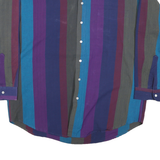 VAN HEUSEN Mens Blue & Purple Striped Casual Shirt L Button Cotton Blend