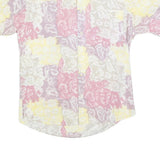 Mens Cream Pink Yellow Abstract Print Casual Shirt L Summer Lightweight