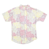 Mens Cream Pink Yellow Abstract Print Casual Shirt L Summer Lightweight