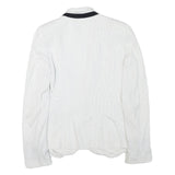 ZARA BASIC Womens White & Black Polka Dot Blazer Jacket S Acetate Button Closure