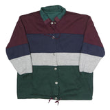 CURRENT SEEN Womens Burgundy Navy Grey Green Colour Block Reversible Jacket One