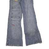 MING YANG Womens Blue Regular Jeans Denim W24 L30 Patchwork Zip Pockets