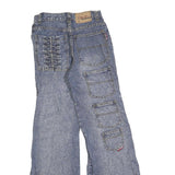 MING YANG Womens Blue Regular Jeans Denim W24 L30 Patchwork Zip Pockets