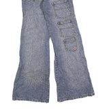 MING YANG Womens Blue Regular Jeans Denim W24 L30 Patchwork Zip Pockets