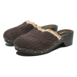 LEI Womens Brown & Beige Crochet Mules Synthetic UK 5 Comfort Stylish Clogs