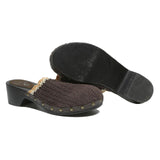 LEI Womens Brown & Beige Crochet Mules Synthetic UK 5 Comfort Stylish Clogs