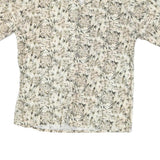 CAMPIA Mens Beige & Green Patterned Cotton Shirt M Casual Summer Beachwear