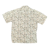 CAMPIA Mens Beige & Green Patterned Cotton Shirt M Casual Summer Beachwear