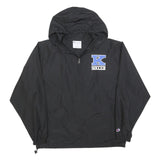 CHAMPION Mens Black K Soccer Coach Jacket M Polyester Plain Hooded Zip