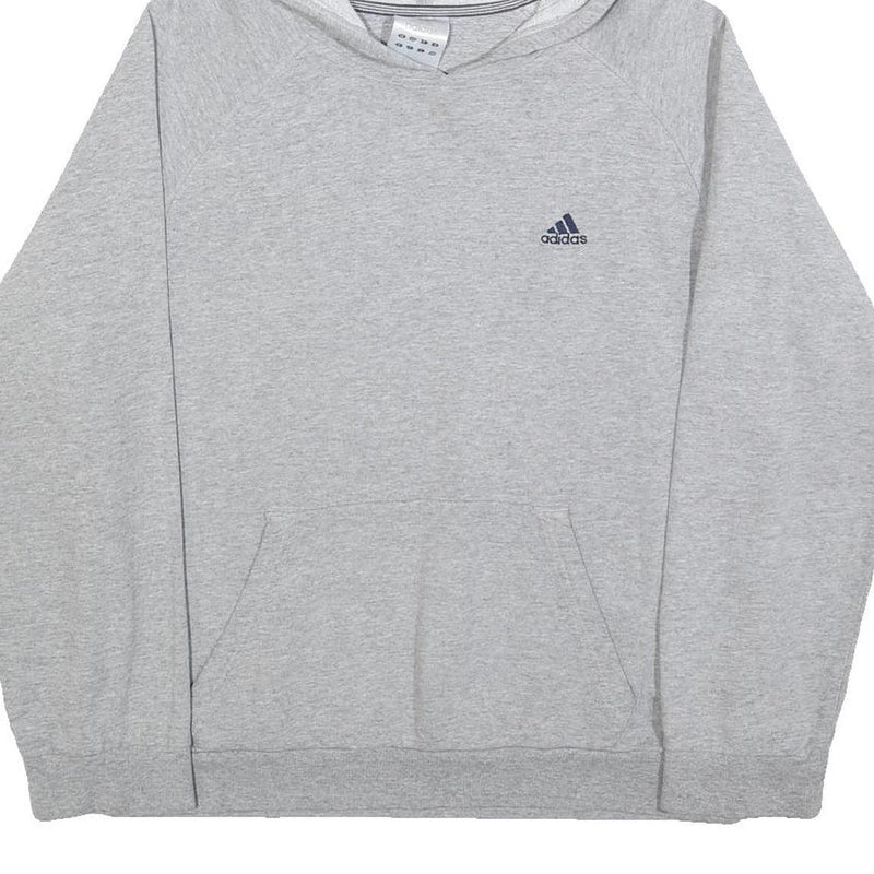 ADIDAS Mens Grey Pullover Hoodie S Casual Cotton Blend Lightweight
