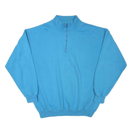 CHEETAH Mens Blue Quarter Zip Sweatshirt XL Cotton Blend Pullover Casual