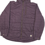 CARHARTT Mens Purple Quilted Jacket XL Polyester Blend Zip Hooded Casual
