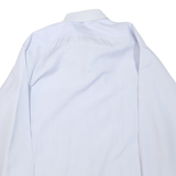 FUSHANG Mens White Light Blue Striped Button-Down Shirt L Formal Smart Casual