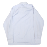 FUSHANG Mens White Light Blue Striped Button-Down Shirt L Formal Smart Casual