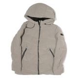 DKNY Womens Beige Jacket M Polyester Blend Plain Hooded Zip Casual Outerwear