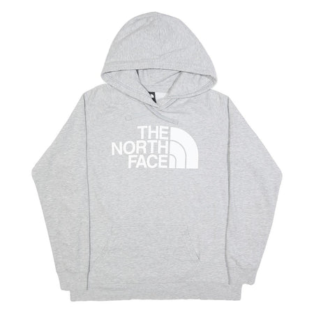 THE NORTH FACE Womens Grey Hoodie L Cotton Blend Casual Pullover Sweatshirt