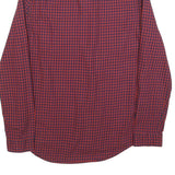 TOMMY HILFIGER Mens Red & Navy Checked Shirt M Cotton Blend Classic Fit Button