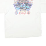 HANES Mens White Graphic T-Shirt L Short Sleeve Crew Neck Classic Cotton Blend