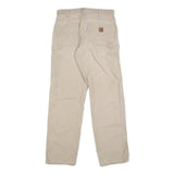 CARHARTT Mens Cotton Beige Loose Straight Trousers W32 L34 Workwear Zip Closure