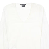 ARMANI EXCHANGE Womens White Sheer Mesh Panel V-Neck Long Sleeve Top S Polyester