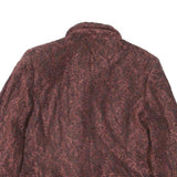 Womens Burgundy Floral Button Jacket M Polyester Blend Button Closure Elegant