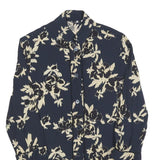 GANNI Womens Navy & Cream Floral Print Shirt S Stylish Viscose Button Front