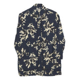GANNI Womens Navy & Cream Floral Print Shirt S Stylish Viscose Button Front