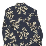 GANNI Womens Navy & Cream Floral Print Shirt S Stylish Viscose Button Front