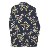 GANNI Womens Navy & Cream Floral Print Shirt S Stylish Viscose Button Front
