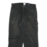 H & M Mens Cotton Blend Black Relaxed Straight Trousers W32 L27 Workwear Zip