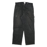 H & M Mens Cotton Blend Black Relaxed Straight Trousers W32 L27 Workwear Zip