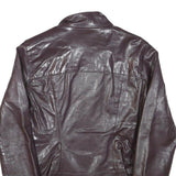 ZARA BASIC Womens Brown Leather Jacket M Leather Plain Zip Casual Stylish