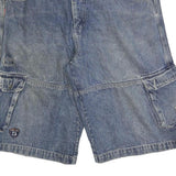 LOBU Mens Denim Blue Cargo Shorts Size L W36 Casual Cotton Blend