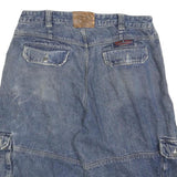 LOBU Mens Denim Blue Cargo Shorts Size L W36 Casual Cotton Blend