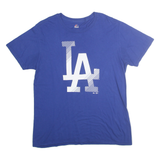 MAJESTIC Mens Blue LA T-Shirt L Short Sleeve Crew Neck Cotton Blend Casual Urban