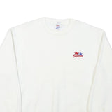 JERZEES Mens White Red & Blue Star Graphic Crew Neck L Sweatshirt Cotton Blend
