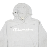 CHAMPION Mens Grey Hoodie L Cotton Blend Pullover Casual Hooded Sweatshirt