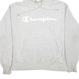 CHAMPION Mens Grey Hoodie L Cotton Blend Pullover Casual Hooded Sweatshirt