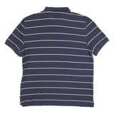 NAUTICA Mens Navy Blue & White Striped Short Sleeve Polo Shirt 2XL Cotton Blend