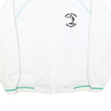 Mens White Green Trim Plain Jacket L Polyester Blend Zip Track Lightweight