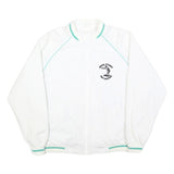 Mens White Green Trim Plain Jacket L Polyester Blend Zip Track Lightweight