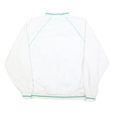 Mens White Green Trim Plain Jacket L Polyester Blend Zip Track Lightweight