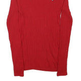 TOMMY HILFIGER Womens Red Patterned Jumper Crew Neck Basic Knit S Casual