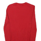 TOMMY HILFIGER Womens Red Patterned Jumper Crew Neck Basic Knit S Casual