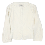 EMPORIO ARMANI Womens White Button Jacket M Polyester Blend Plain Clean Design
