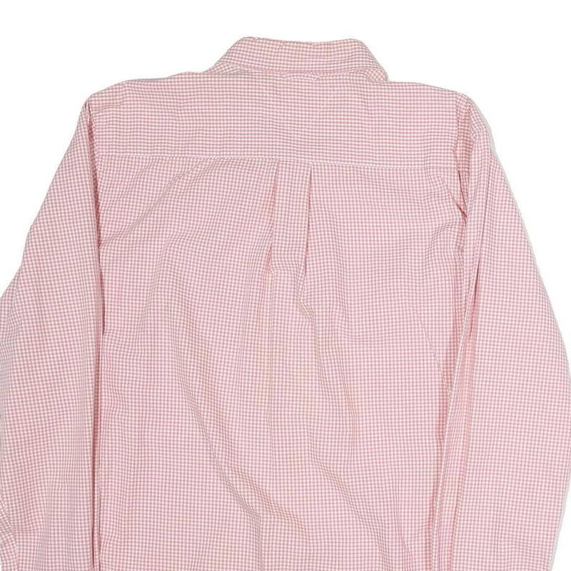 TOMMY HILFIGER Mens Pink & White Check Shirt L Cotton Button Down Collar Long
