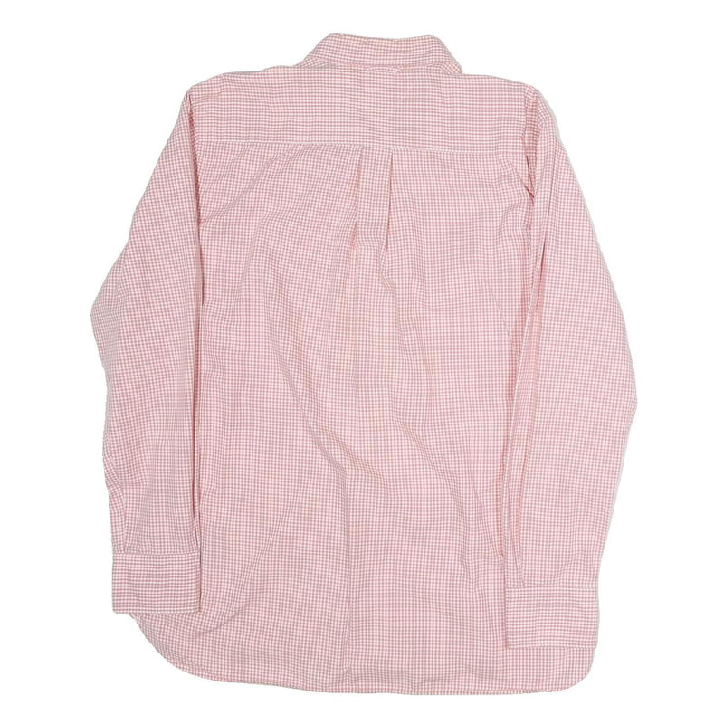 TOMMY HILFIGER Mens Pink & White Check Shirt L Cotton Button Down Collar Long
