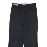 DICKIES Mens Black Cotton Blend Regular Fit Button Closure Trousers W34 L31